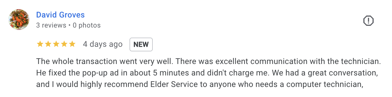 5-star Google review from David Groves